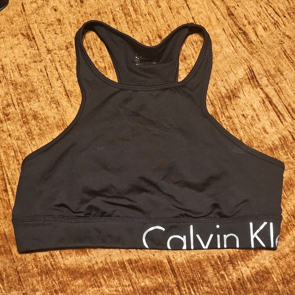 Calvin Klein Performance Black High Neck Sports Bra Size Medium $36